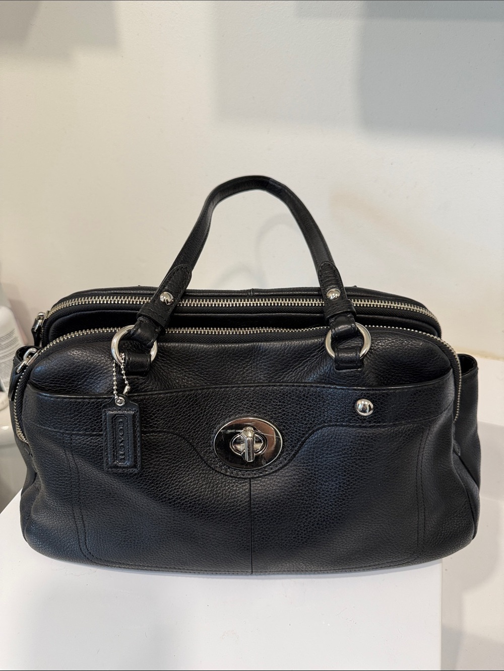 Coach Penelope Black Pebbled Leather Bag